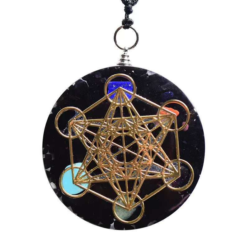 Black Tourmaline Metatron’s Cube Orgonite Protection Necklace