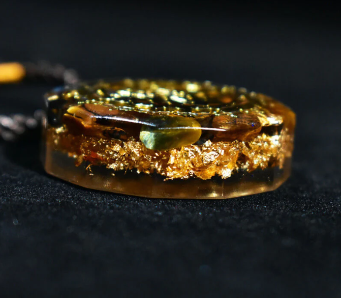 Sacred Sri Yantra Orgonite Necklace - Tiger’s Eye