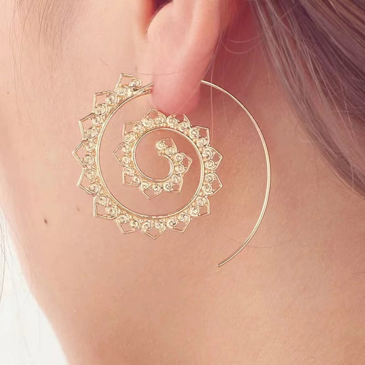 Spiral Hippie Hoops - Large Statement Earrings