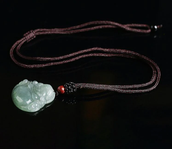 Jade Laughing Buddha Necklace - Promote Happiness & Good Luck