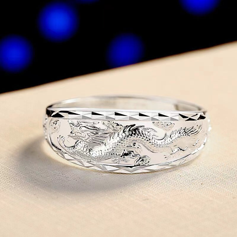 Silver Dragon and Phoenix Rings - Couple Rings