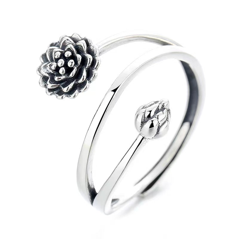 Silver Triple Wrap Lotus Ring - Beauty, Wisdom & Purity