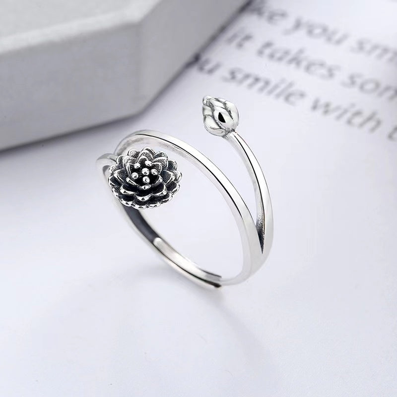 Silver Triple Wrap Lotus Ring - Beauty, Wisdom & Purity