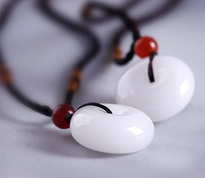 White Jade Disk Necklace - For Purity & Good Things