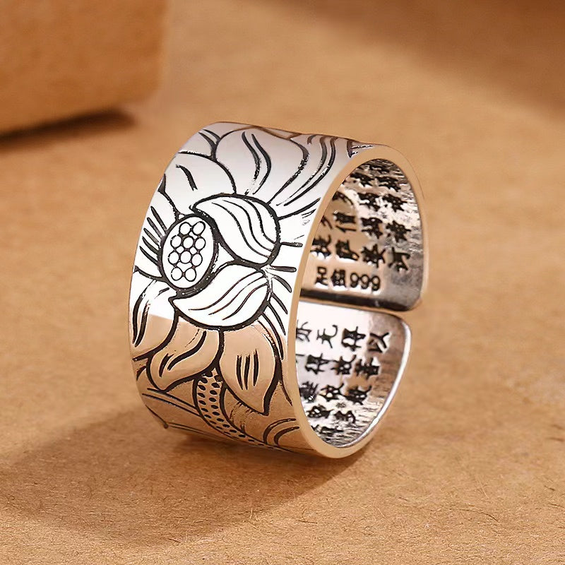 The Heart of Lotus Sutra Ring - For Purity & Wisdom