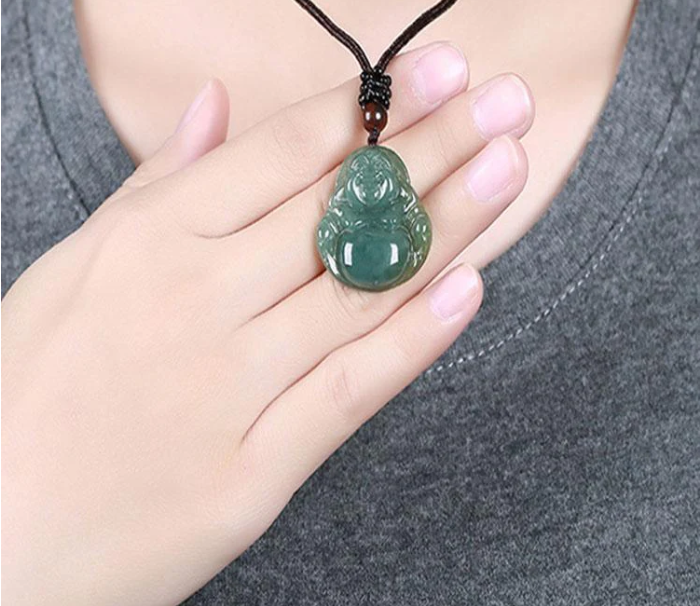 Jade Laughing Buddha Necklace - Promote Happiness & Good Luck