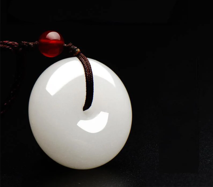 White Jade Disk Necklace - For Purity & Good Things