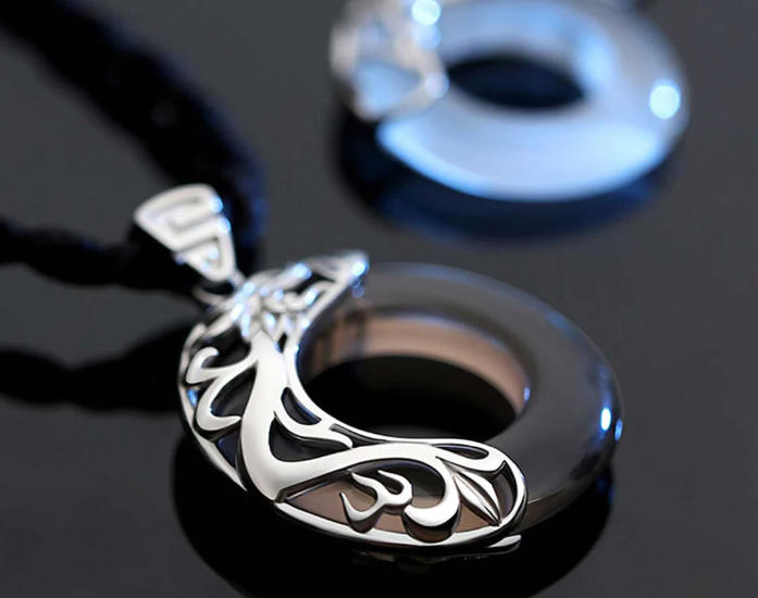 Dragon & Phoenix Couple Necklace - Obsidian & Opal Pendants for Protection